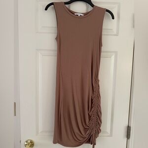 Chic Sleeveless Tan Midi Dress